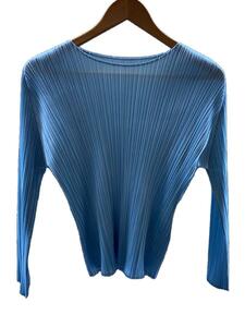 PLEATS PLEASE ISSEY MIYAKE◆長袖ブラウス/3/ポリエステル/BLU/無地/PP41JK131