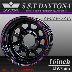 新品 1本価格 会社宛 送料無料 16×8J 6穴 139.7mm ET±0 SHONE SST DAYTONA デイトナブラック 赤/青ライン ランクル 4×4車各種 NO,SH186