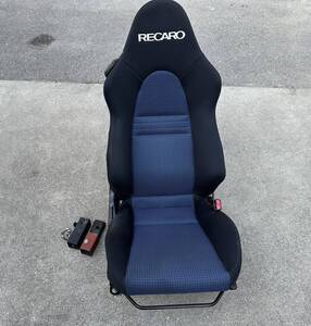 引き取り限定 激レア！ へたり少な目！ RECARO レカロ セミバケット シート 運転席 青×黒 ダイハツ L802S オプティ エアロダウンビークス