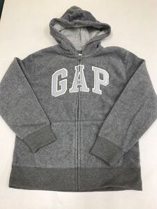 ■GAPブランド■新品■フリース■150■ロゴ・パーカー■ジップアップ■グレー■正規店■2-1