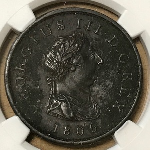 ★1806 SOHO イギリス ペニー銅貨　ジョージ３世 NGC AU DETAILS CORROSION