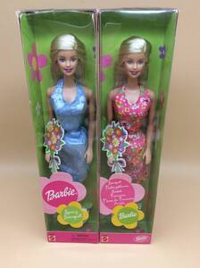 #6150　未使用保管品 バービー Barbie ワンピース 花柄 ピンク ブルー Spring Bouquet Barbie スプリングブーケ 人形 着せ替え 2体セット