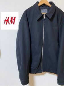 ★H&M★エイチアンドエム★ルーズフィット★フェルト ジャケット★コート★アウター★ウール★メルトン★ブラック★XL★