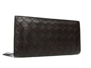 1円 ■極美品■ BOTTEGA VENETA ボッテガヴェネタ イントレチャート レザー ラウンドファスナー 長財布 ウォレット ブラウン系 FJ2847