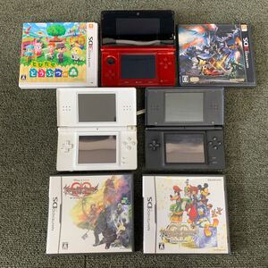 ●【売り切り】任天堂 ニンテンドー ゲーム機まとめ！3DS CTR-001 フレアレッド DSLite USG-001×2 コバルトブルー ホワイト ソフト付属 