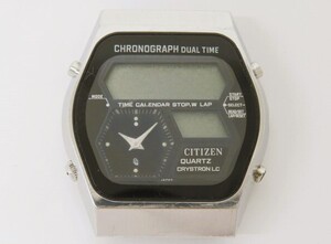 ♪hafn2956-2 107 CITIZEN シチズン QUARTZ クォーツ 4-097416 黒文字盤 アナデジ QZ メンズウォッチ 腕時計 不動