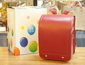 AEON イオン TOPVALU トップバリュ ランドセル ワインレッド W24×D17×H31cm 軽量 背中にフィット レインカバー付き 保管品 1028723