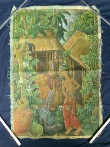 E0384 Sunaba Ubud Bali 裏書有 1 森村人物 肉筆画 59.5×39.5 バリ美術