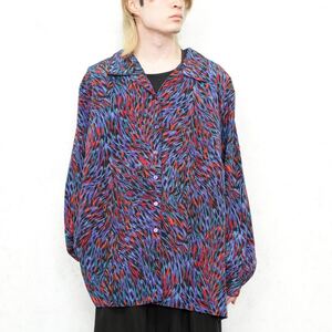 USA VINTAGE DONNKENNY WOMAN ANIMAL PATTERNED OPEN COLLAR DESIGN SHIRT/アメリカ古着アニマル柄オープンカラーデザインシャツ