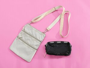 レスポートサック 3ZIP CROSSBODYショルダーバッグ＆ミニポーチ グレーピンク黒al318