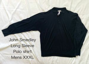 ジョン スメドレーJohn smedley 長袖 シャツ ポロシャツPolo黒XXXL FINCHLEYシーアイランドコットン ハイゲージ 英国製 プルオーバー