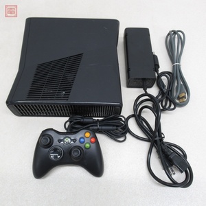 動作品 XBOX360 S 本体 Model 1439 リキッド ブラック HDD欠品 マイクロソフト Microsoft AC/AVケーブル/コントローラ付【20