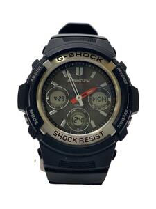 CASIO◆ソーラー腕時計・G-SHOCK/デジアナ/ラバー/BLK/BLK