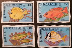 英領ヴァージン 魚(4種) MNH