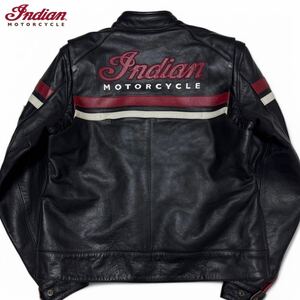 新品!!/Lサイズ●定価8万 インディアンモーターサイクル ライダースジャケット バイカー レザー 本革 ライナー ロゴ 黒 INDIAN MOTORCYCLE