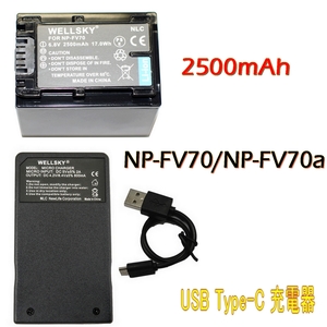 NP-FV70a NP-FV70 NP-FV100 NP-FH100 NP-FV100a 互換バッテリー 1個 Type-C USB 急速互換充電器 バッテリーチャージャー 1個 HDR-CX700V