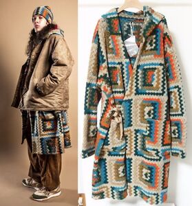 23AW Engineered Garments エンジニアードガーメンツ Knit Robe Poly Wool Crochet Knit ニット ローブ コート L