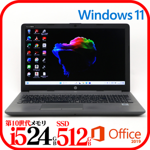 ★HP250④★第10世代i5-1035G1★メモリ24GB★SSD512GB★Webカメラ★バッテリ良★Win11★Office★Bluetooth★0107