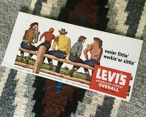 NOS 40s 激レア Vintage LEVI’S オーバーオール コレクタブル ノベルティ インク ブロッター ポスター / 50s 501 506 507 XX BigE 大戦