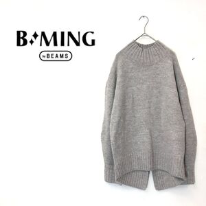 1I2921-G◆ BMING ビーミング ビームス ハイネックニット セーター ドロップショルダー バックスリット ◆ グレージュ アクリル 毛