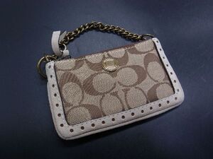 ■美品■ COACH コーチ シグネチャー キャンパス×スエード コインケース コインパース キーケース ブラウン系 DH1473