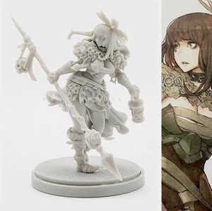 【新品】38mm 1/35 KINGDOM DEATH キングダム・デス ネクロマンサー・エコーズ・オブ・デス KD 女性戦士 未塗装 レジン製 フィギュア H167