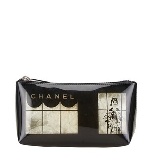 シャネル スケルトン ウインドウ 香水 化粧ポーチ クリアポーチ ブラック クリア ビニール レディース CHANEL 【中古】