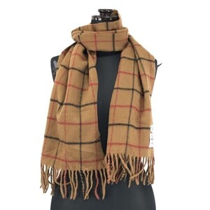 UNITED ARROWS BL★スコットランド製ラムウールマフラー【150×30/茶/Brown/チェック柄】Scarf◆CM05