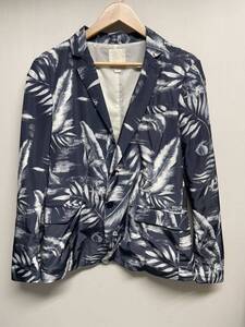 【DIESEL ディーゼル】 FLORAL PRINTED JACKET テーラードジャケット S ナイロン ネイビー 総柄 デザイナーズ 2408oki k