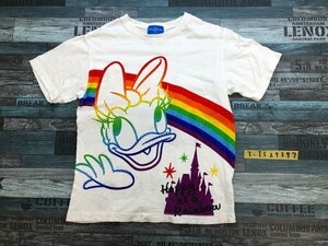 東京 DISNEY RESORT ディズニー レディース レインボーデイジー プリント 半袖Tシャツ S 白