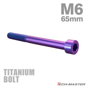 M6×65mm P1.0 64チタン合金 スリムヘッド キャップボルト 六角穴付き パープルブルー 1個 JA1988