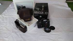 【特製】MINOLTA ミノルタ　XD Black 一眼レフ　フイルムカメラ　レンズ、フード、ケース＆Box　50周年記念モデル【美品】と思われます。