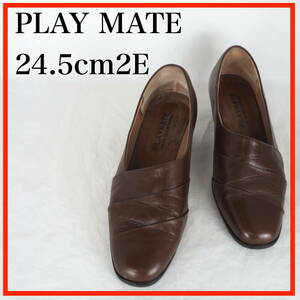 MK7583*PLAY MATE*レディースパンプス*24.5cm2E*茶