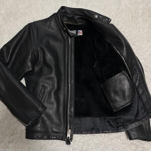 極美品 schott ショット 641 シングルライダースジャケット レザージャケット ライナー ジップアップ 36サイズ バイカージャケット 2WAY