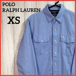 【大人気】POLO RALPH LAUREN ポロラルフローレン 長袖シャツ ワンポイントシャツ BEACH TWILL 無地 男女兼用 水色