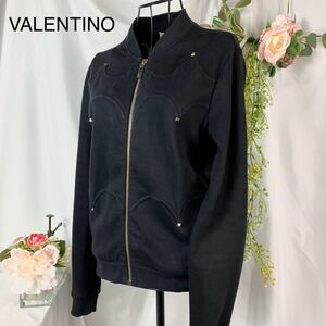 VALENTINO ニット ブルゾン スタッズ MA-1 黒 ブラック S レディース ヴァレンティノ