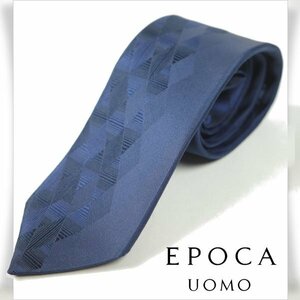 新品1円～★定価1.4万 エポカ ウォモ EPOCA UOMO 日本製 シルク絹100% ネクタイ 織柄 ネイビー 正規店本物 ◆7787◆