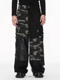 BLIND NO PLAN Camouflage Leather Pants