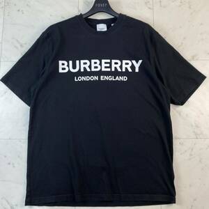 現行タグ ◎BURBERRY バーバリー Tシャツ カットソー 半袖 ブラック 黒 ビッグロゴ プリント ロゴドン デカロゴ メンズ 紳士服 トップス 