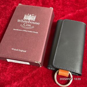 美品 Whitehouse Cox ホワイトハウスコックス ネイビーカラー レザー 革 キーケース キーリング 小物 箱付き