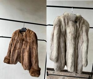 【LSN01】mink fox サガフォックス ミンク　毛皮 フォックス　ファー　コート中古品 着丈85、55cm ■2点まとめて売り