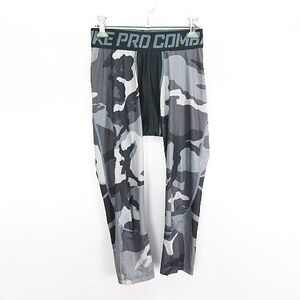 ナイキ NIKE PRO COMBAT タイツ クロップド 迷彩柄 カモフラ ロゴ ストレッチ M グレー スポーツウェア ※EKM メンズ