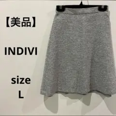 【美品】INDIVI スカートタイトスカート ひざ丈  レディース  グレー L