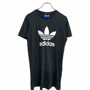 adidas 半袖 プリント TシャツXSサイズ レディース ロング丈 ブラック 古着卸 アメリカ仕入 t2408-3953