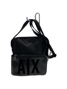 ARMANI EXCHANGE◆ショルダーバッグ/レザー/BLK/無地