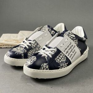 3f6 VALENTINO GARAVANI ヴァレンティノ ガラヴァーニ Leather Open Sneakers レザー オープンスニーカー 41 ネイビー Pineapple