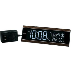 セイコー クロック シリーズC3 電波 目覚し時計 DL306B アラーム 温湿度表示 茶木目模様 ブラウン系 デジタル 温度計 湿度計