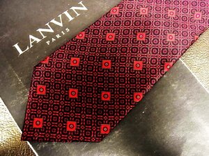 ★良品★3R05805【LANVIN】ランバン「花 四角 デザイン 柄」ネクタイ