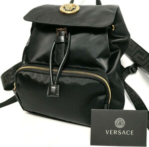 【未使用級】 VERSACE メデューサ リュック バックパック ナイロン レザー ブラック ゴールド 大容量 通勤 通学 ビジネス レディース 人気