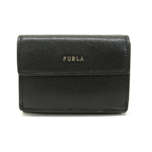 フルラ FURLA バビロン (BABYLON) S ミニ サフィアーノ(レザー) PCY9UNO 三つ折り財布 レディース メンズ ライト ブラック 中古